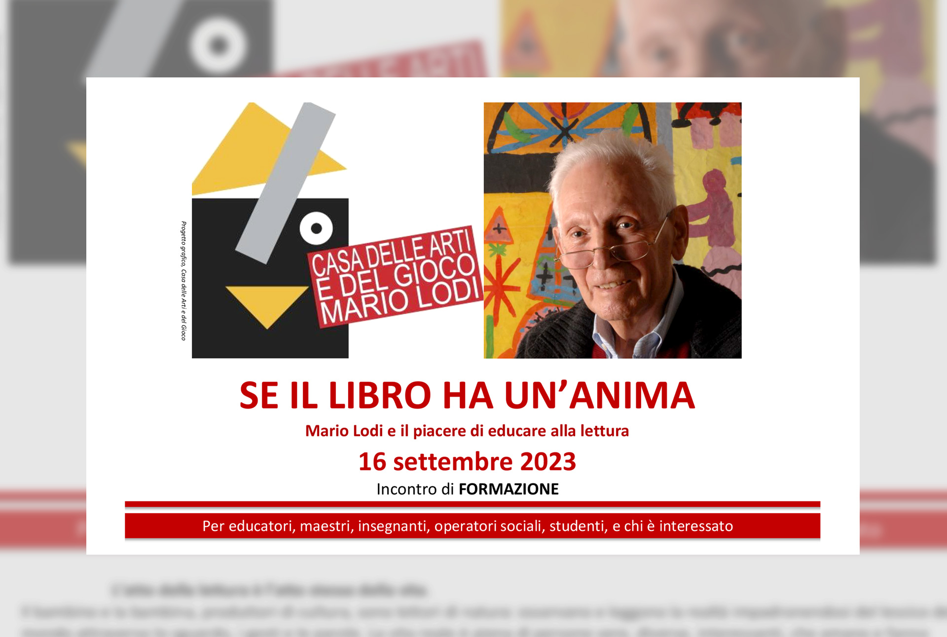 Se il libro ha un’anima – Mario Lodi e il piacere di educare alla lettura / 2023