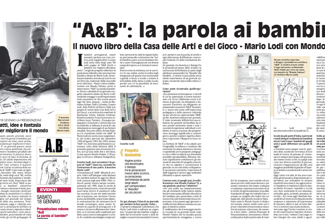 “A&B”: la parola ai bambini – Il nuovo libro della Casa delle Arti e del Gioco